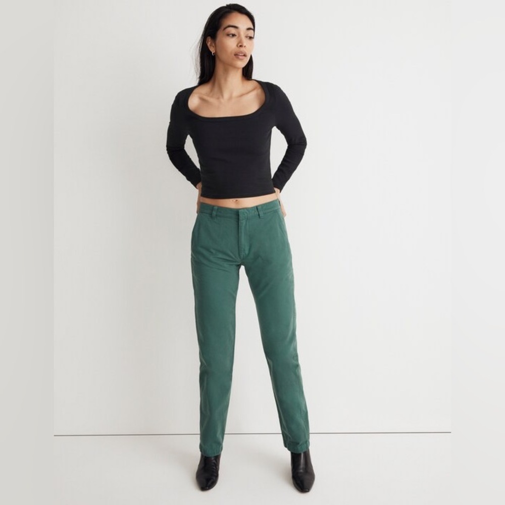 Madewell Women’s Garment-Dyed Low-Slung Straight Chino Pants Spruce Green 27